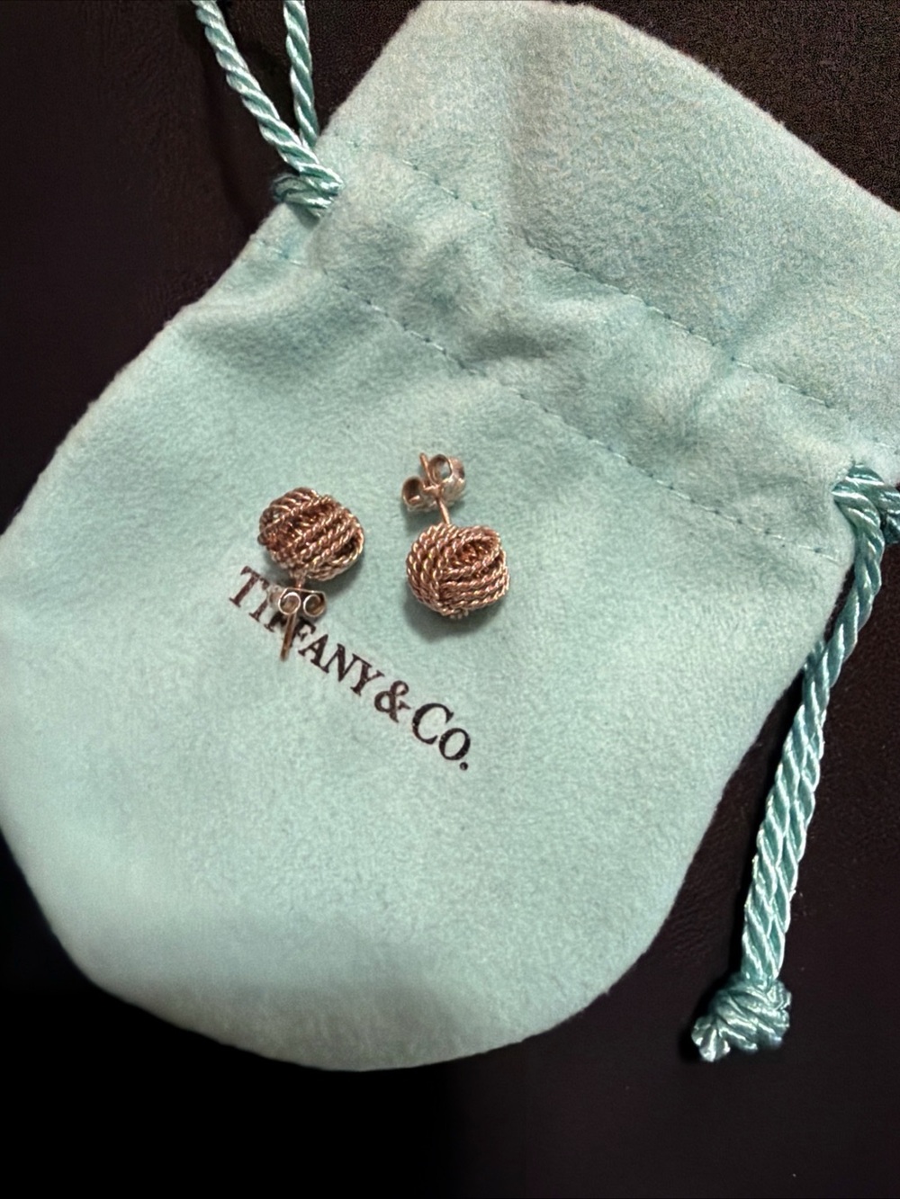 Tiffany & Co. Sterling Silver Twist Love Knot Stud Earrings Original Backs